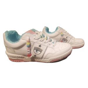 Chiara Ferragni Cf-1 White Leather Sneakers Shoes Size 7.5  NO BOX